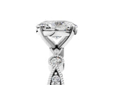 White gold Oval Milgrain Bezel Diamond Engagement Ring with Solitaire Prong Setting_181