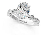 White gold Oval Milgrain Bezel Diamond Engagement Ring with Solitaire Prong Setting_190