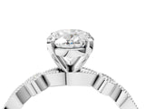 White gold Oval Milgrain Bezel Diamond Engagement Ring with Solitaire Prong Setting_193