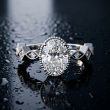 White gold Oval Milgrain Marquise Diamond Twist Band Ring_15
