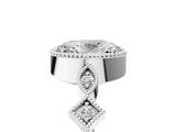 White gold Oval Milgrain Marquise Diamond Twist Band Ring_61