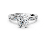 White gold Oval Milgrain Pave Diamond Engagement Ring with Four-Prong Setting_164