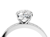 White gold Oval Milgrain Pave Diamond Engagement Ring with Four-Prong Setting_169