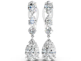 White gold Oval, Pear and Round Diamond Huggie Drop Earrings