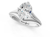 White gold Oval Solitaire Beaded Band Six-Prong Setting_1