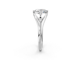 White gold Oval Solitaire Beaded Band Six-Prong Setting_2