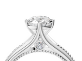 White gold Oval Solitaire Beaded Band Six-Prong Setting_8