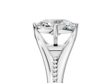 White gold Oval Solitaire Beaded Band Six-Prong Setting_9