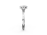 White gold Oval Solitaire Beaded Band with Four-Prong Setting_106