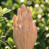 White gold Oval Solitaire Beaded Band with Four-Prong Setting_13