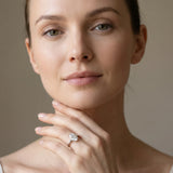 White gold Oval Solitaire Beaded Band with Four-Prong Setting_14