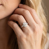 White gold Oval Solitaire Beaded Band with Four-Prong Setting_15
