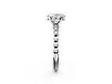 White gold Oval Solitaire Bezel Accent Diamond Engagement Ring with Beaded Band and Four-Prong Setting_65