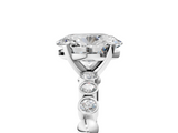 White gold Oval Solitaire Bezel Accent Diamond Engagement Ring with Beaded Band and Four-Prong Setting_69