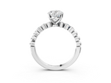 White gold Oval Solitaire Bezel Accent Diamond Engagement Ring with Beaded Band and Four-Prong Setting_72