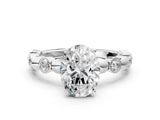 White gold Oval Solitaire Bezel-Set Diamond Ring with Beaded Band and Four-Prong Setting_51