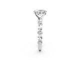 White gold Oval Solitaire Bezel-Set Diamond Ring with Beaded Band and Four-Prong Setting_53