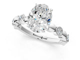 White gold Oval Solitaire Bezel-Set Diamond Ring with Beaded Band and Four-Prong Setting_53