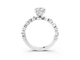 White gold Oval Solitaire Bezel-Set Diamond Ring with Beaded Band and Four-Prong Setting_55