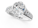 White gold Oval Solitaire Bezel-Set Diamond Ring with Channel-Set Band_92