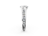 White gold Oval Solitaire Bezel-Set Diamond Ring with Channel-Set Band_93