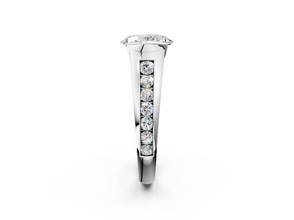Platinum Oval Half Bezel Engagement Ring Setting with Graduated Channel Set Accents