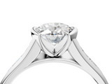 White gold Oval Solitaire Bezel-Set Diamond Ring with Channel-Set Band_97