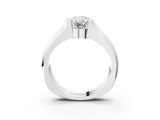 White gold Oval Solitaire Bezel Set Diamond Ring with Wide Band_6