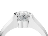White gold Oval Solitaire Bezel Set Diamond Ring with Wide Band_7