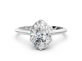 White gold Oval Solitaire Cathedral Diamond Ring with Six-Prong Setting_23