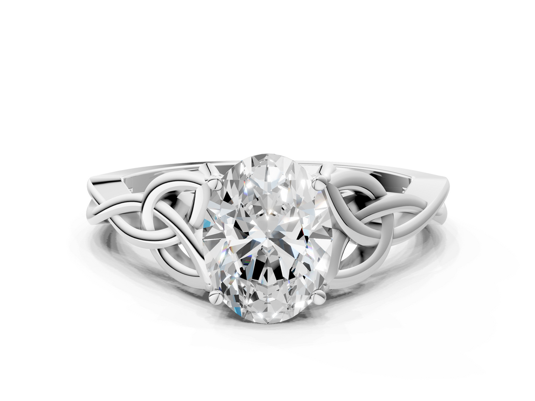 White gold Oval Solitaire Celtic Knot Engagement Ring with Four-Prong Setting_85