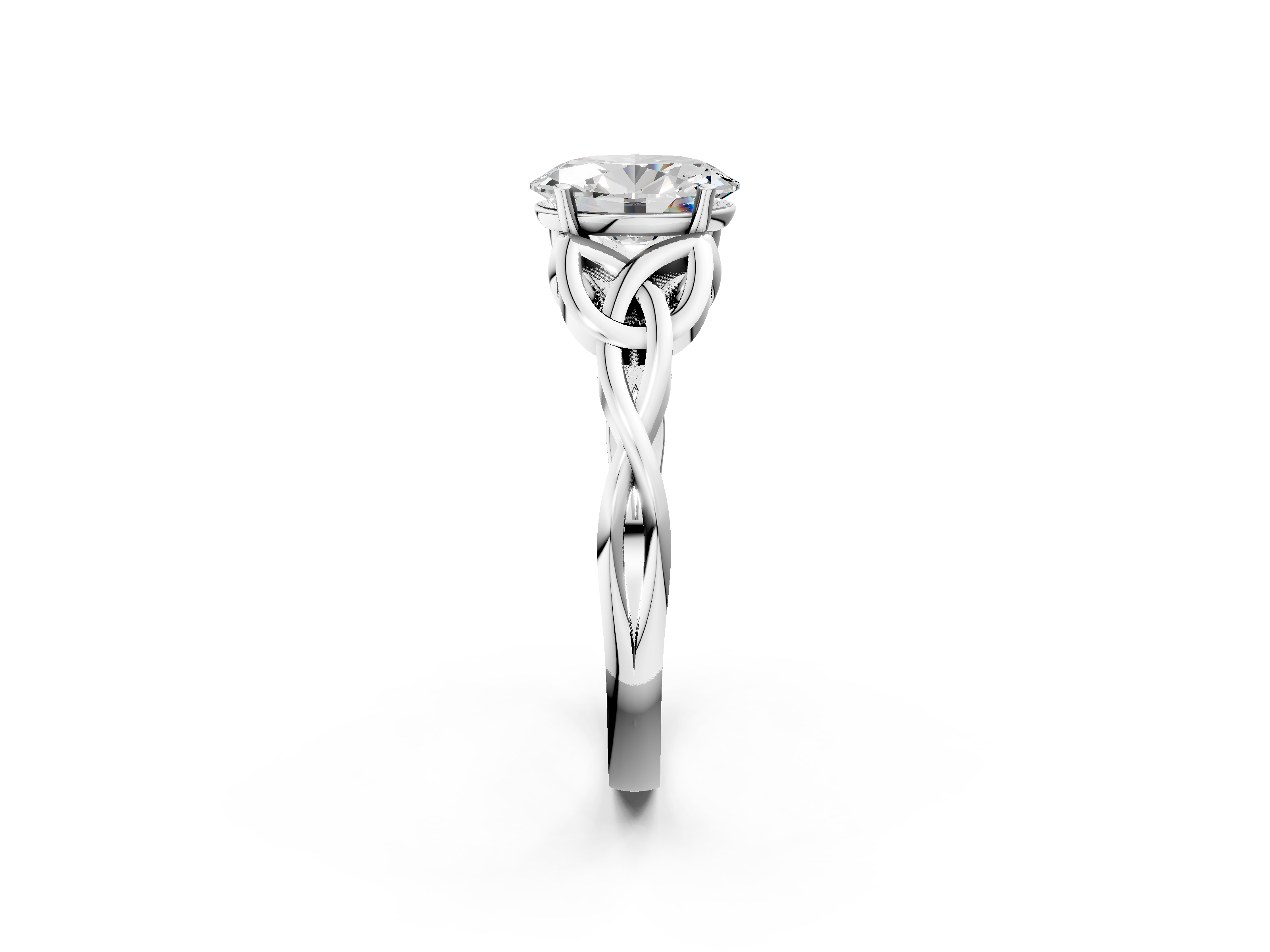 White gold Oval Solitaire Celtic Knot Engagement Ring with Four-Prong Setting_87
