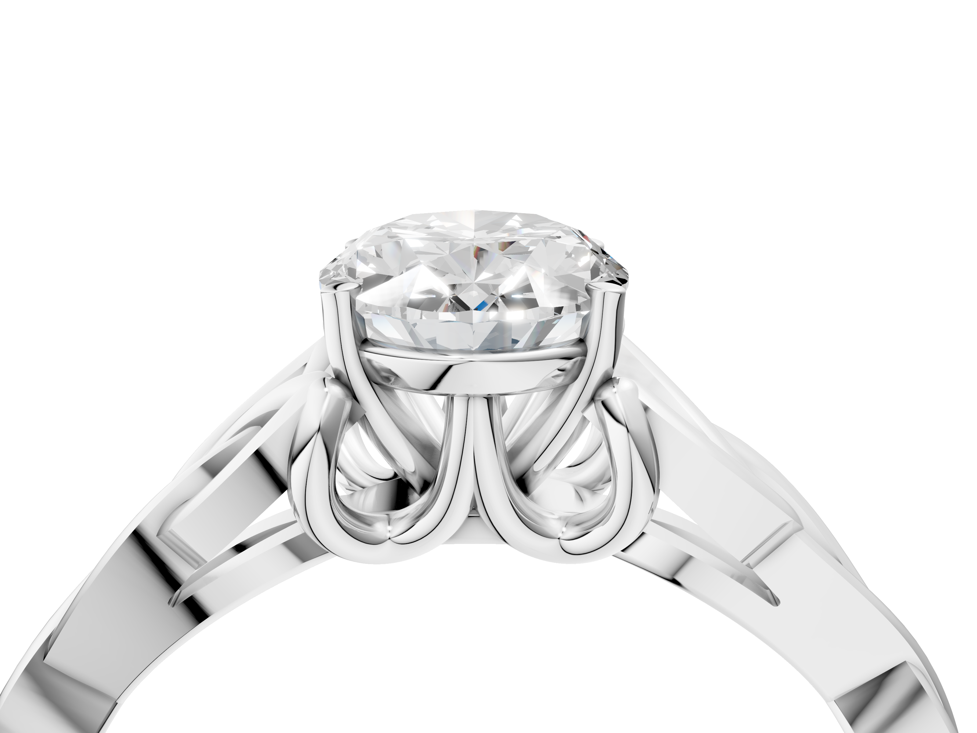 White gold Oval Solitaire Celtic Knot Engagement Ring with Four-Prong Setting_89