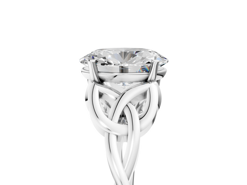 White gold Oval Solitaire Celtic Knot Engagement Ring with Four-Prong Setting_90