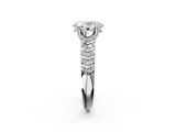 White gold Oval Solitaire Chevron Pave Diamond Engagement Ring with Six-Prong Setting_5