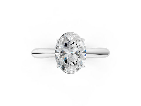 White gold Oval Solitaire Diamond Engagement Ring with Cathedral Setting and Four-Prong Mount on a Classic Band_217