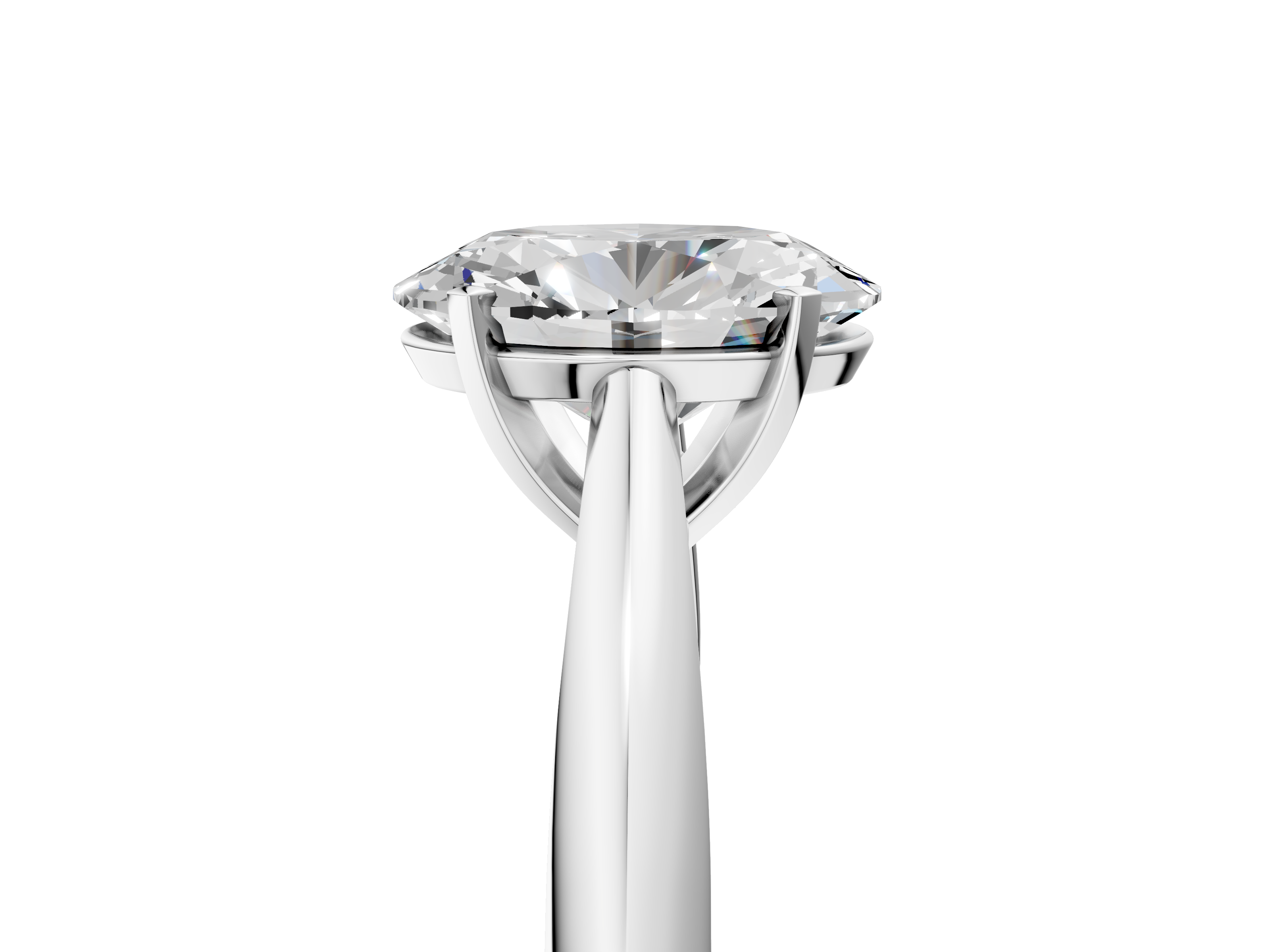 White gold Oval Solitaire Diamond Engagement Ring with Cathedral Setting and Four-Prong Mount on a Classic Band_222