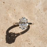 White gold Oval Solitaire Diamond Engagement Ring with Four-Prong Setting on a Classic Band_44