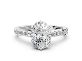 White gold Oval Solitaire Diamond Engagement Ring with Pavé Band and Six-Prong Setting_56