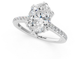 White gold Oval Solitaire Diamond Engagement Ring with Pave Band and Six-Prong Setting_83