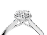 White gold Oval Solitaire Diamond Engagement Ring with Pave Band and Six-Prong Setting_86