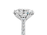 White gold Oval Solitaire Diamond Engagement Ring with Pave Band and Six-Prong Setting_87