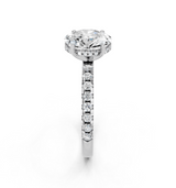 18K White Gold 1.55 Carat F VS1 Oval Solitaire Diamond Pavé Band with Four-Prong Setting