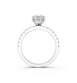 18K White Gold 1.55 Carat F VS1 Oval Solitaire Diamond Pavé Band with Four-Prong Setting