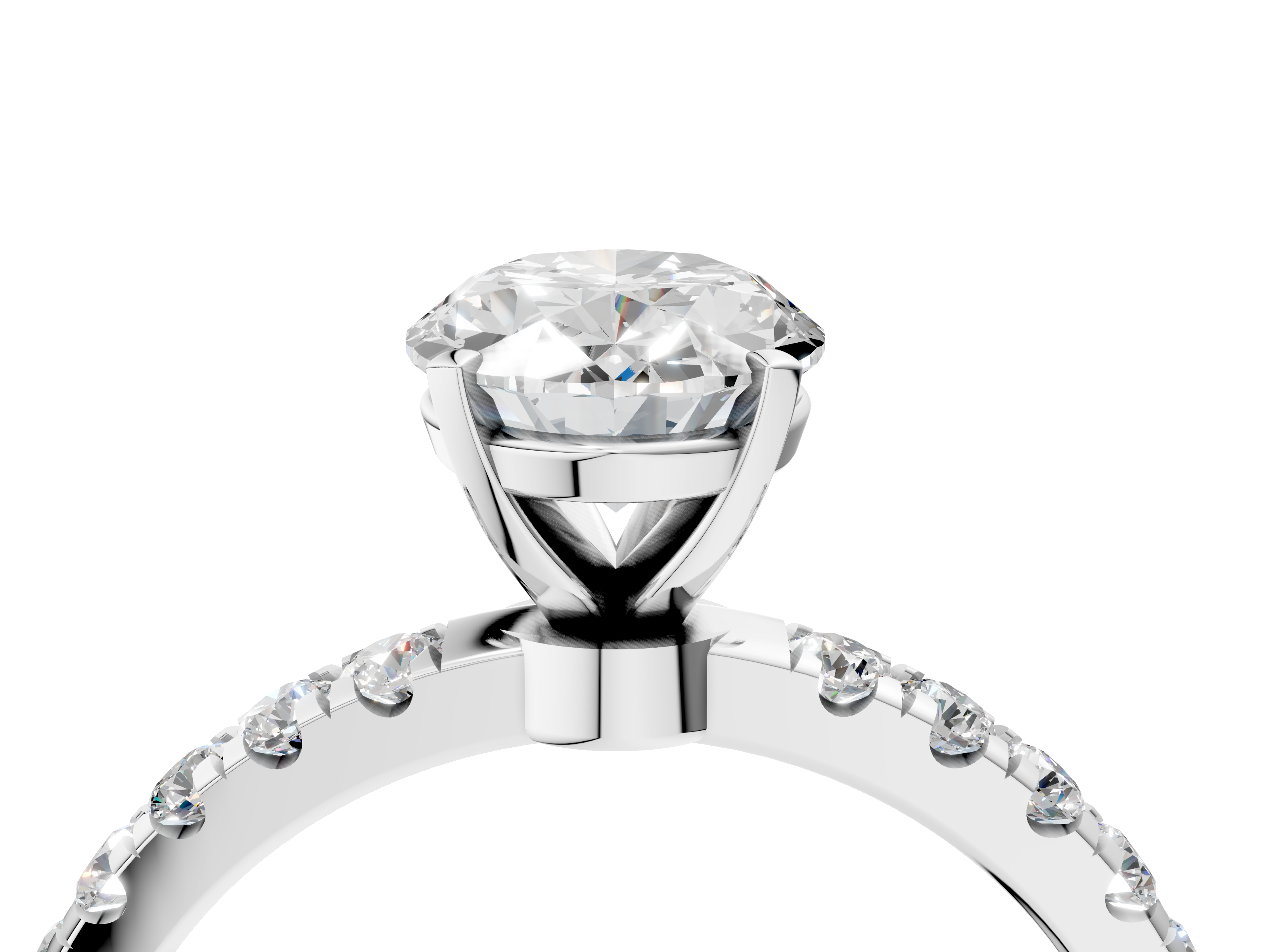 White gold Oval Solitaire Diamond Pavé Band with Four-Prong Setting_55