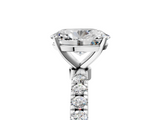 White gold Oval Solitaire Diamond Pavé Band with Four-Prong Setting_56