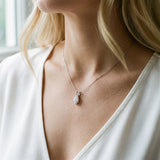 White gold Oval Solitaire Diamond Prong Pendant_45