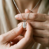 White gold Oval Solitaire Diamond Prong Pendant_47