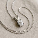 White gold Oval Solitaire Diamond Prong Pendant_48