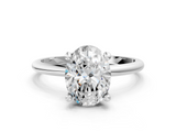 White gold Oval Solitaire Diamond Ring with 4-Prong Setting on a Classic Band_3